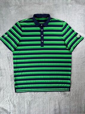 RLX Ralph Lauren Green Blue Striped Golf Polo Shirt Large